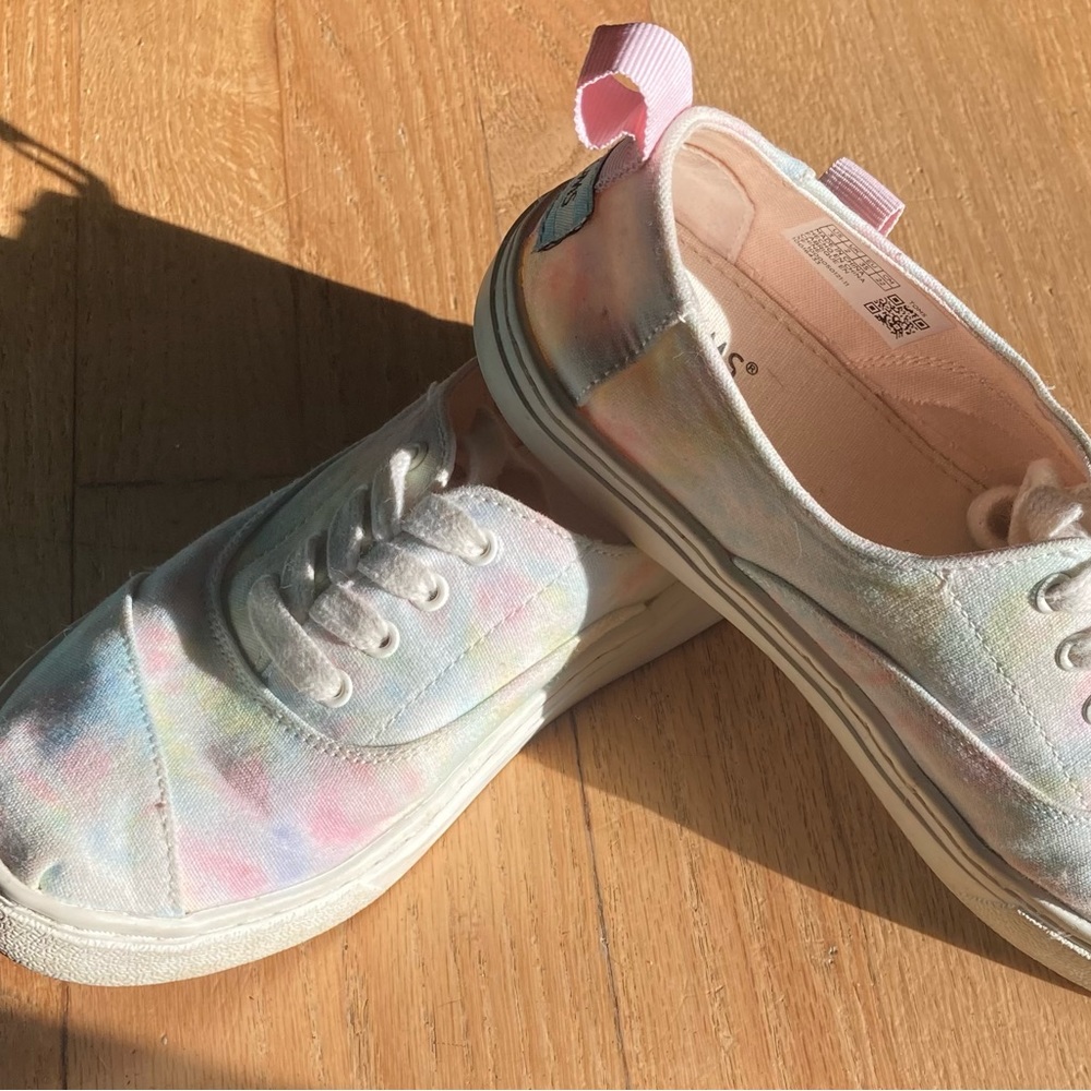 Toms Cordones Cupsole Youth 3 Sneakers Multicolor Canvas Round‎ Toe Lace Up - Picture 2 of 8
